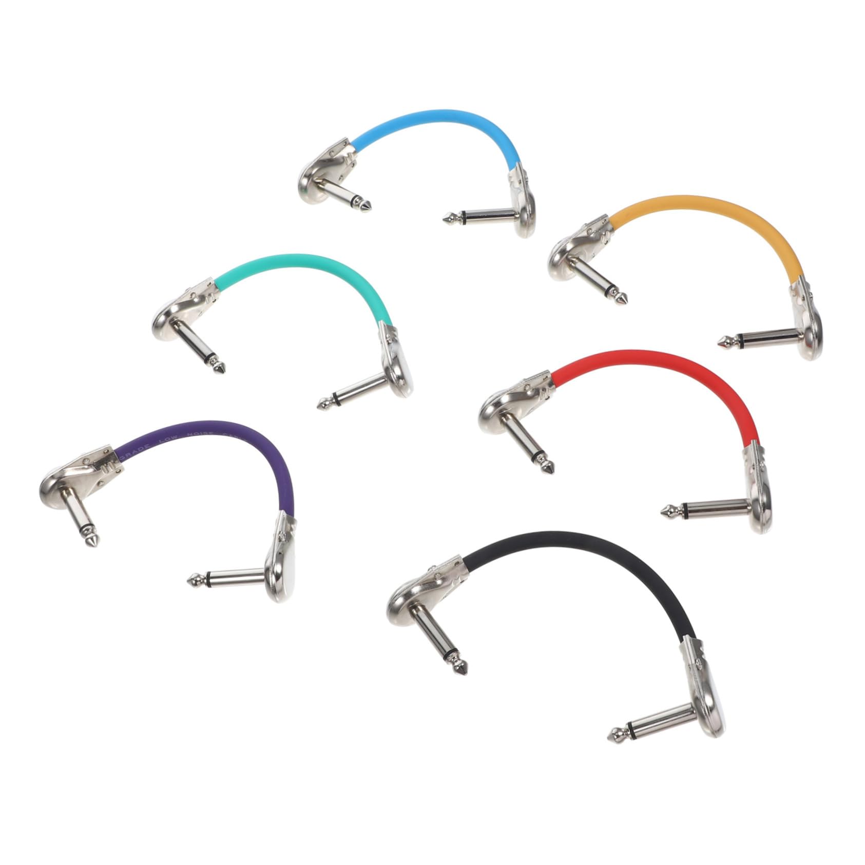 Yardwe 6pcs Guitar Effects Cables Core Instrument Patch Cables Durable PU Connectors for Electric Guitar Pedals for Tight Spaces and Prolonged Use