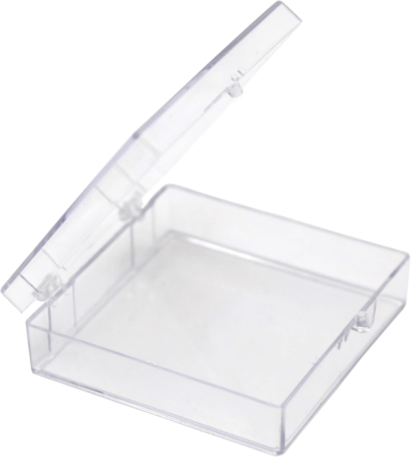 20-Pack Clear Hard Plastic Hinged Lid Storage Containers 2.56"L x 2.56"W x 0.75"H each, Made in USA, Small Acrylic Boxes for Display and Collectibles, by Gary Plastic Packaging