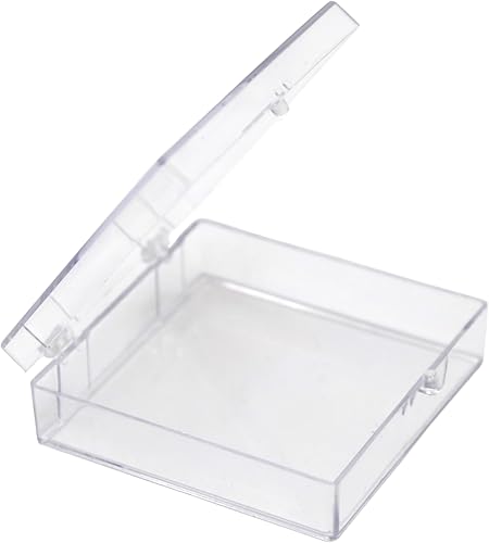 Miniatura 9 de 50 cajas de plástico duro con tapa con bisagras con parte inferior negra, 1 pulgadas de largo x 1 pulgadas de ancho x 0.75 pulgadas de alto,