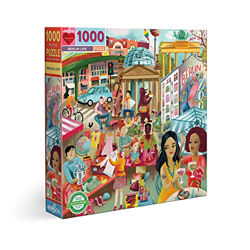 eeBoo Life Jigsaw Puzzle 1000 Pieces Recycled Cardboard for Adults Browse the City of Berlin, PZTBRL, Multi-Colour