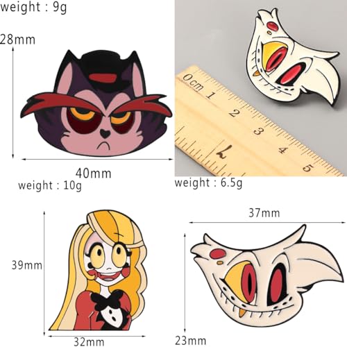 Image of Hazbin Hotel Brooch Set 5pcs Cartoon Brooch Pin Jewelry Accessory for Women Girls Alloy Anime Lapel Brooch (Colours)