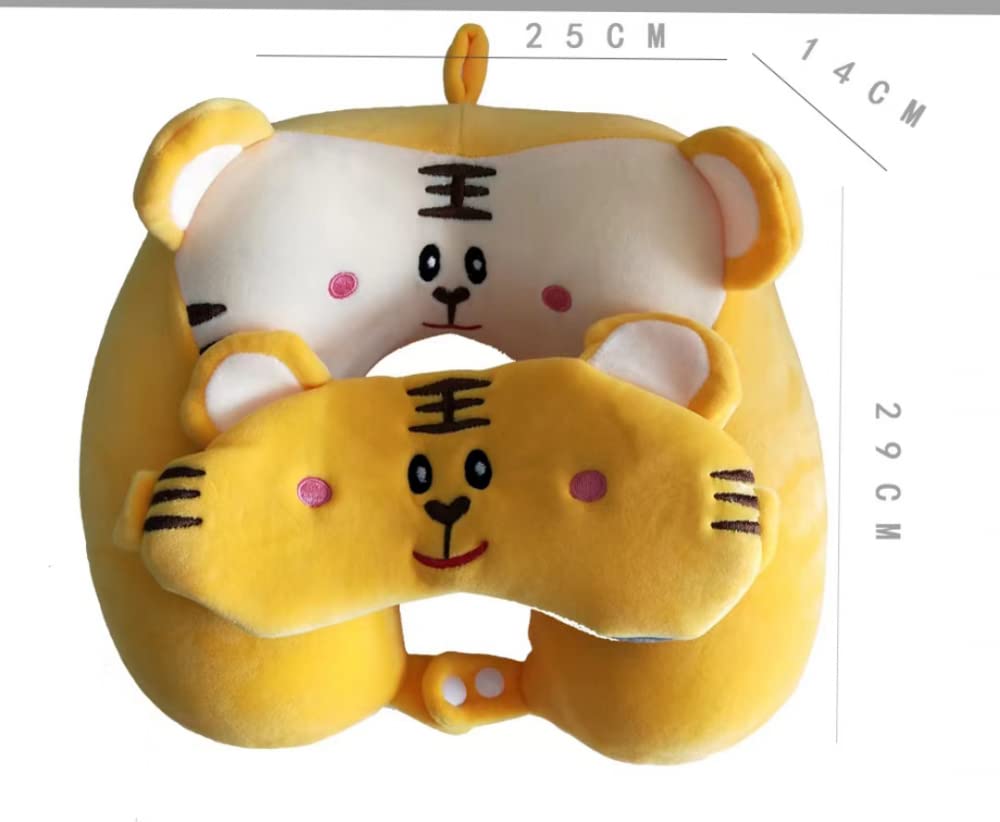 ARKEM Memory Foam Animal Poduszka podróżna, wygodna poduszka na szyję z zabawną maską na oczy, lekka poduszka podróżna do samolotu, samochodu, pociągu, autobusu i tygrysa