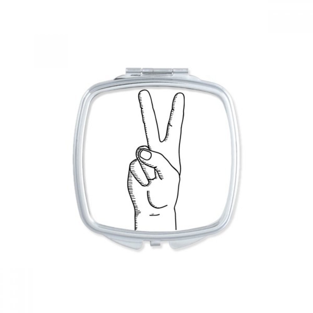 Miroir de maquillage compact carré au motif ligne de dessin geste élégant pour sac à main