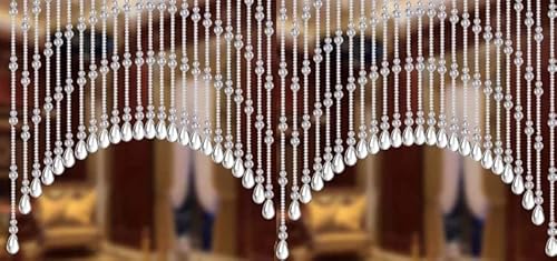 Rekelola Hanging Glass Door Beads Beaded Curtains Valance Self-Adhesive For Doorways Crystals Stran Arched Windows, Clear Crystal Room Bead Partition Curtain Door Frame Beads For Doorways Closets 1 #TOP5