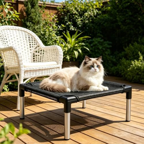 Cuna para perros elevada cuida articulaciones con malla lavable portátil 4