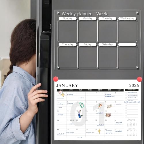 Image of Yoment Desk Calendar Refill 2026-2027, July 2026-Dec 2027, Large 10 inchx16 inch Monthly Planner with to-do Lists 18 Months Calendar for Office School Home, Black