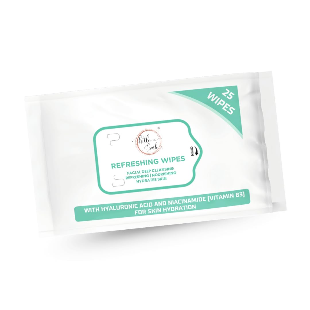 Little Crush Refreshing Facial Wipes | with Hyaluronic Acid and Niacinamide | 25 Count | Deep Cleansing and Hydrating for Skin Protection-image-26