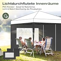 Sekey 2PCS Seitenwände für Pavillon 3x3 Wasserdicht Winterfest, Seitenwände für Pavillon Partyzelt Gartenzelt 3x3m, 1 Fenster 1 Tür, (Schwarz, 1 Fenster 1 Tür) – Ansicht 5