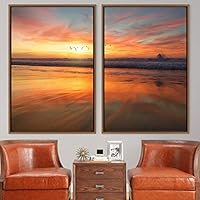 2 Piece Framed Canvas Wall Art Sunset Canvas Prints Home Artwork Decoration for Living Room,Bedroom - 16