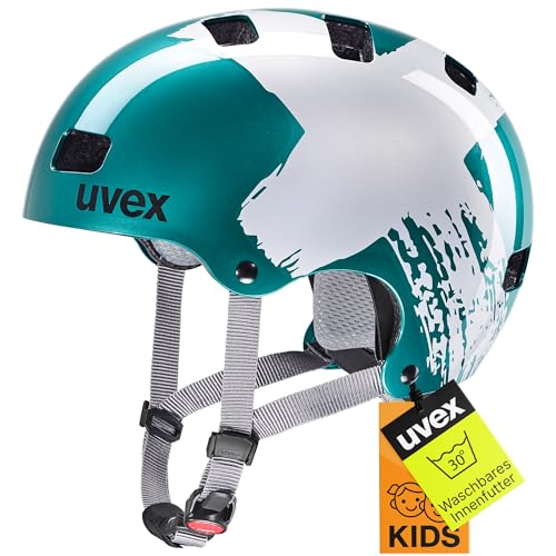 uvex Kid 3 - robuster Fahrradhelm für Kinder - individuelle Größenanpassung - waschbare Innenausstattung - Teal-Silver - 51-55...