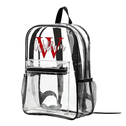 Personalized Name Clear Backpack,Custom Letter Clear Packpack,Heavy Duty Pvc See Through Transparent Backpack