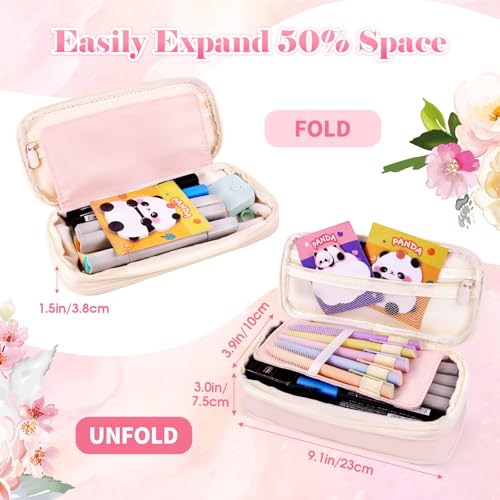 Image of Preppy Pencil Case for Girls, Cute Large Pencil Pouch, Personalized Initial Pencil Bag with Zipper for School College Office Supplies, Back to School Supplies Gifts for Teen Girls (T, Pink)