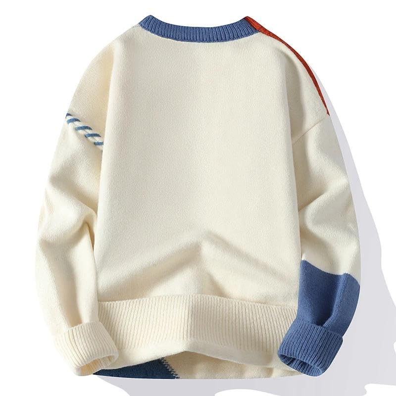 Autumn Winter Warm Knitted Sweaters Patchwork Neck Knit Korean Streetwear Pullover Casual Clothing3