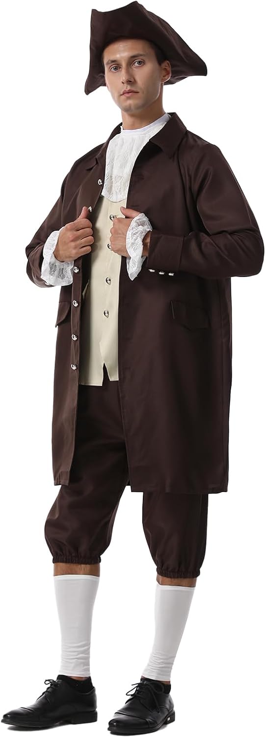 OEBLD Benjamin Franklin Costume Men Colonial Adult Colonial Deluxe Wax Museum Project - Image 3