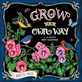 Grow Your Own Way | 2027 12 x 24 Inch (Hanging) Monthly Square Wall Calendar | Featuring the Artwork of Ninette Parisi | Plastic-Free | Hopper Studios | Painters Paintings Illustration