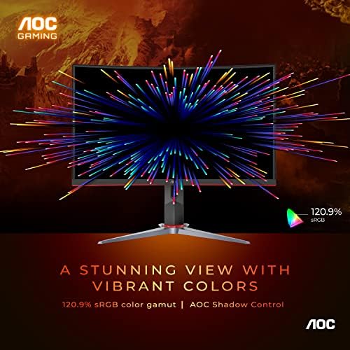 AOC CQ32G2S 32" Curved Frameless Gaming Monitor 2K QHD, 1500R Curved VA, 1ms, 165Hz, FreeSync, Height adjustable, 3-Year Zero Dead Pixel Guarantee,Black - Thumbnail 5