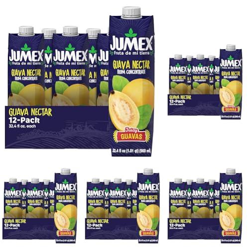 Jumex Guava Juice Nectar - Guava Nectar Made with Fresh Fruit Puree - Tropical Fruit Juice Concentrate for Smoothie Mix, Cocktail Mixers, Kids Drinks & Mexican Beverages - 32.4oz, 60 Pack Carton