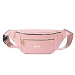 DAITET Fashionable Baby Pink Fanny Pack for Men&Women, Crossbody Waist Bag with Adjustable Belt, Large Capacity Bum Bag for Traveling Hiking Cycling Workout Casual(Baby Pink)