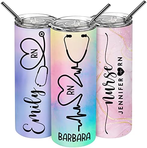 Personalized 20 oz Nurse Tumbler with Straw Lid, 10 Designs & 25 ...
