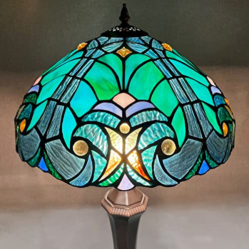 Cotoss Tiffany Table Lamp Shade 12" Wide Victorian Style Stained Glass Lampshade For Table Desk Light Accent Lamp #TOP1