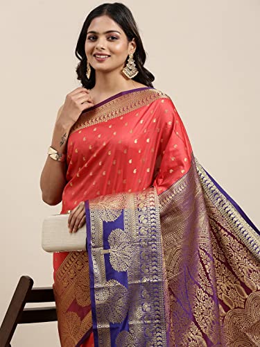 Image of Panzora Women's Banarasi Silk Saree With Unstitched Blouse Piece