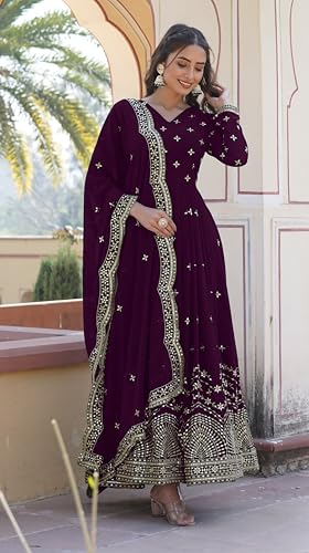 Image of Fashion Basket Faux Georgette Sequins Anarkali Dress for Women