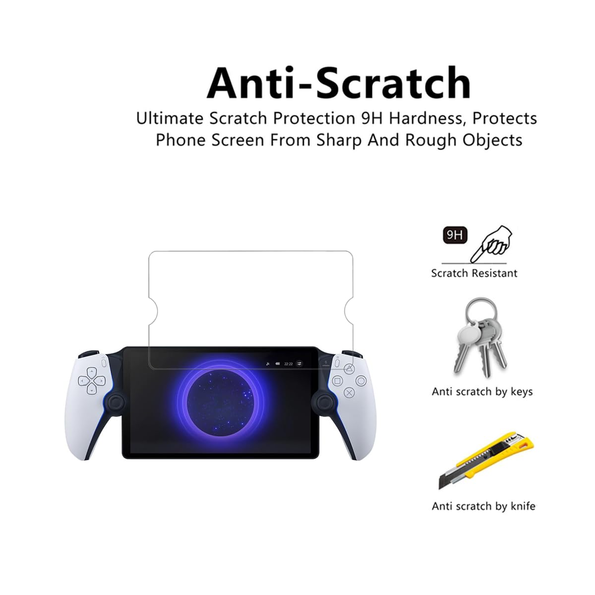 Displayschutzfolie aus gehärtetem Glas für PlayStation Portal Remote Player 20,3 cm / Sony PlayStation 5 PS5 Portal, (2er-Pack) HD klar, kratzfest, Displayschutzfolie