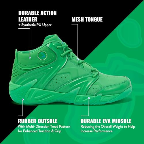 Image of SHAQ Devastator High Top Basketball Shoes for Men, Indoor or Outdoor Court Basketball Mens Sneakers - Black, White, Green, Blue, Orange or Red Size 8 to 15