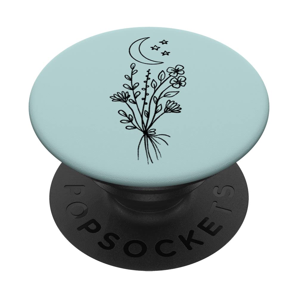 Mint Green - Boho Moon Wildflower Floral PopSockets Swappable PopGrip