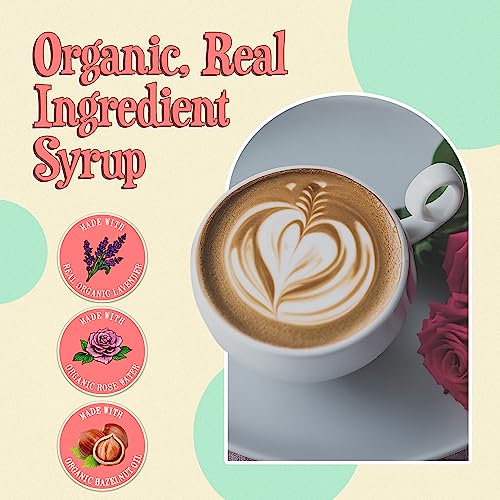 Image of Wabry Organic Syrup - Coffee Lover's Trio | Rose, Lavender & Chocolate Hazelnut Syrups for Coffee, Ice Cream, Mochas, Pancakes, Mocktails, Vegan, Non-GMO Natural Latte Syrup, BPA-Free Plastic Bottle