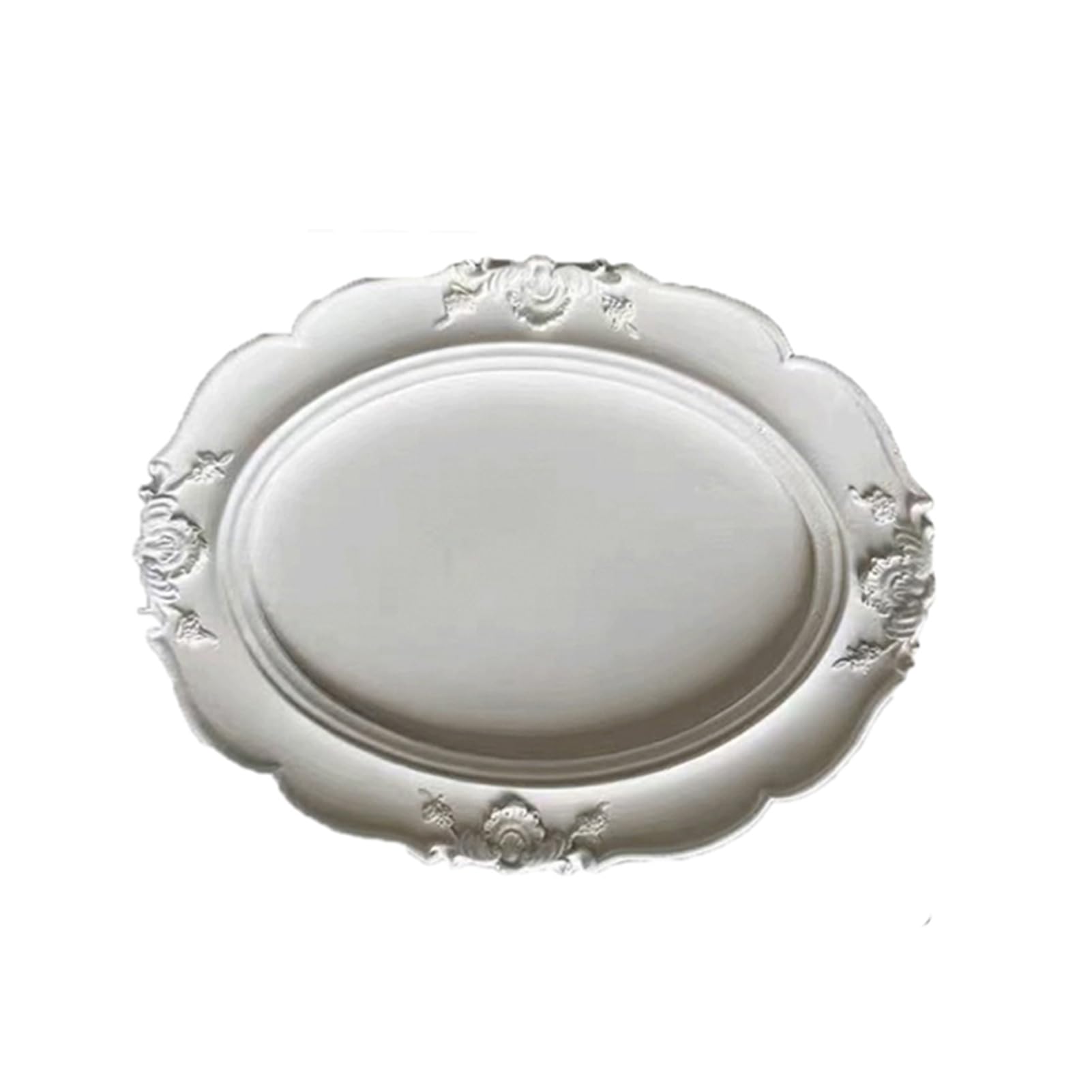 Glifora Embossed Jewellery Tray - Vintage Small Trinket Holder Dish for Rings, Necklaces, Bracelets and Keys, Decorative Dresser Storage Organiser Tray for Women and Girls