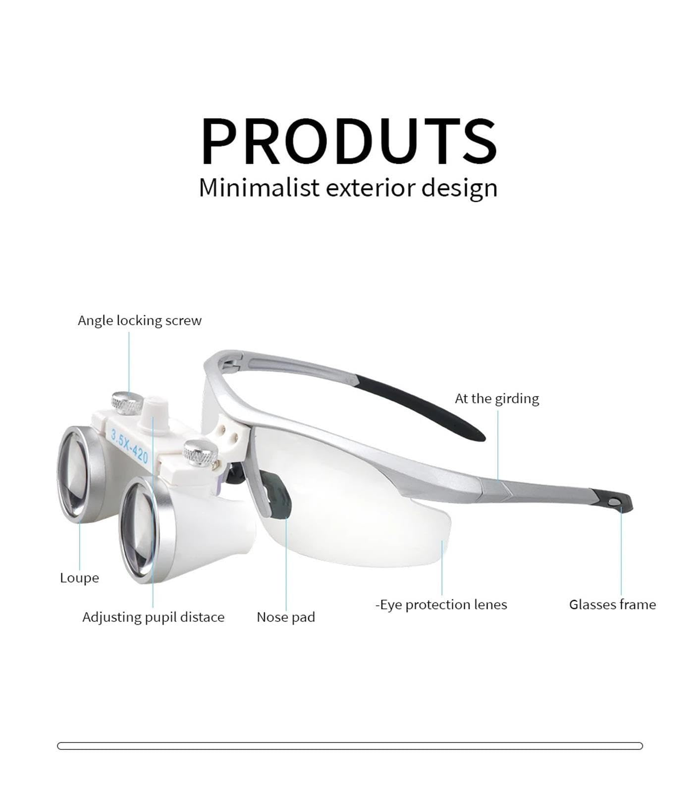 Lenti Ingrandimento Dentali, 2,5X/3,5X Con Luce LED/ 3,5X