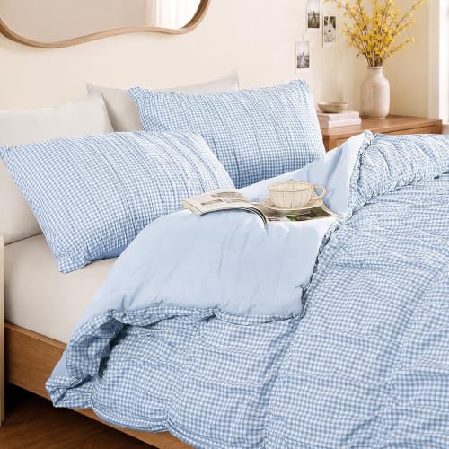 BLOOMHAVEN Blue Gingham Twin XL Comforter Set - 2 Pieces