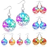 SHQDD 4Pairs Disco Ball Earrings, Light Up Christmas Earrings, Light Up Earrings,Led Earrings,Disco Accessories Women, Glow In The Dark Party Supplies For Women, Bachelorette Dance Costume Accessories