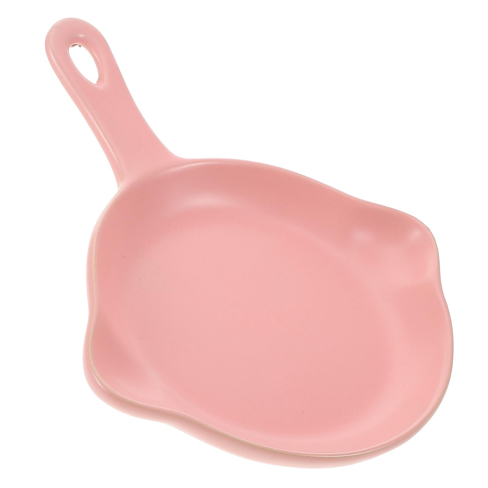 Bandeja para hornear estable de cerámica lisa con mango jojofuny rosa