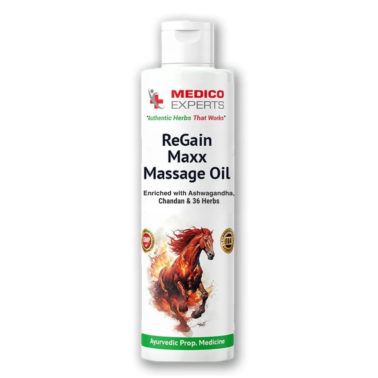MedicoExperts ReGain Maxx Massage Oil for Men - Supports Strength, Stamina & Energy | Ashwagandha, Chandan + 36 Ayurvedic Herbs | GMP Certified | 50 ml (1 Bottle)