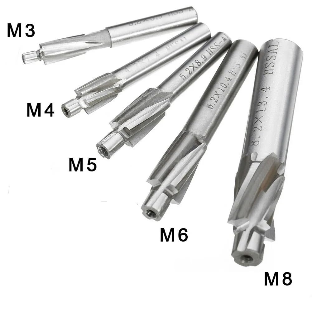 Punta svasatrice pilotata HSS, Fresa for Viti a Testa cilindrica, utensile for fresatura a Svasata, 1 pz(M5)