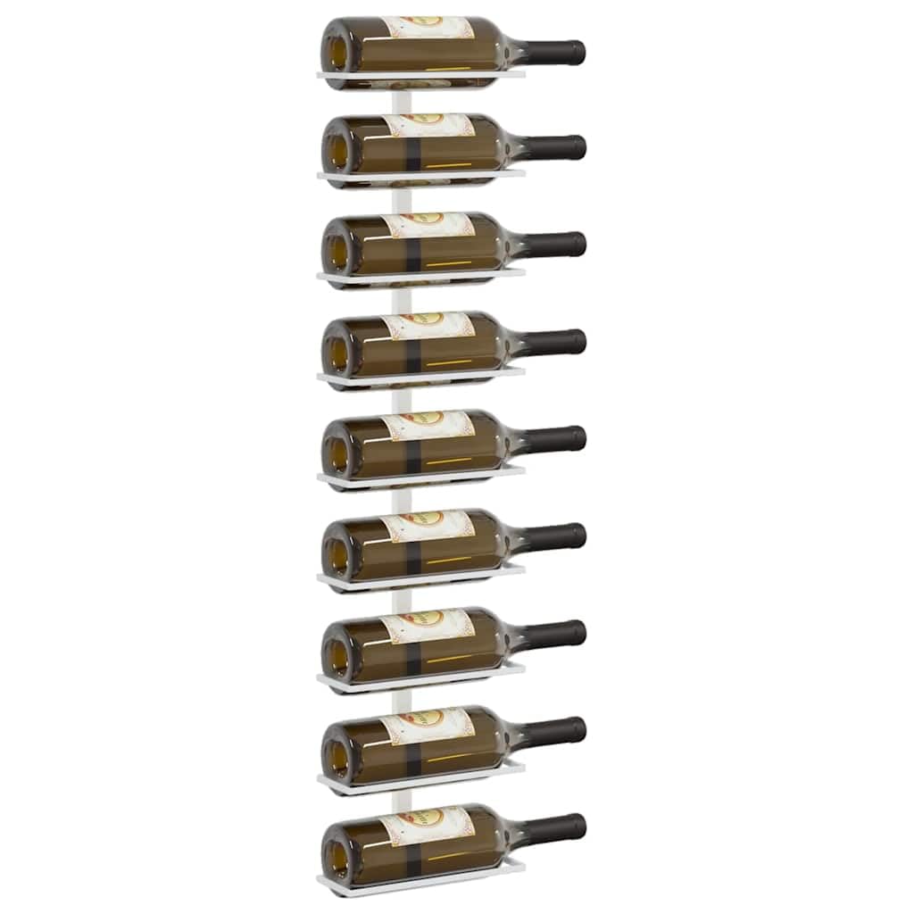 Wand-Weinregal aus weißem Eisen für 9 Flaschen 2 Stück, modernes Flaschenregal zur Aufbewahrung und Lagerung, ideal für Küche, Esszimmer, Bar und Speisekammer