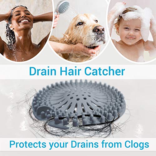 JOYEZA Shower Drain Hair Trap (5-Pack) Durable Silicone Hair Catcher Shower Drain Hair Catcher, Easy Install&Clean Drain Cover for Bathroom Kitchen and Tub - Thumbnail 2