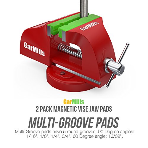 Garmills 2 Pack Magnetic Vise Jaw Pads Covers Protectors 1 Multi-Grooved & 1 Standard Set 4.5 Inch (113Mm) #TOP1