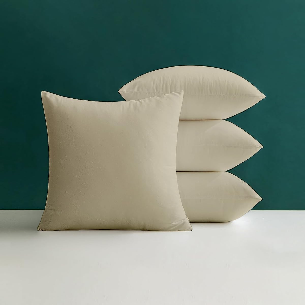 Crescent Textile Waterproof Outdoor Garden Furniture Seat Cushion 45x45cm Decorative Throw Pillow Shredded Foam Filled for Garden Sofa Livingroom Chair Bedroom Tent Park Patio (4, Cream) — image 1