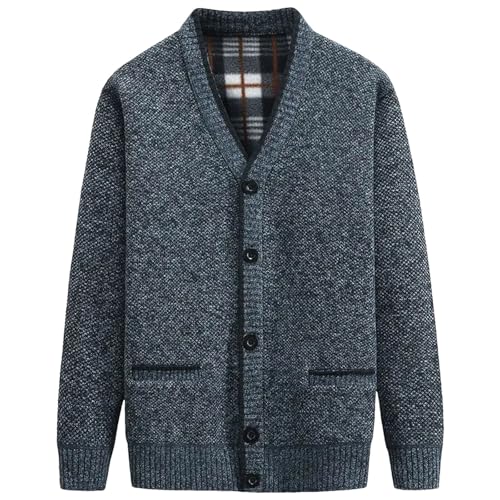 Men's Knitted Cardigan Sweater Shawl Collar Loose Fit Long Sleeve Casual Cardigans Slim Fit Sweaters Blue