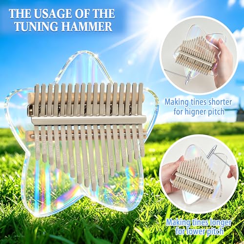 Image of Rainbow Star Acrylic Kalimba 17 Key Thumb Piano, Portable Mbira Finger Piano with EVA Protective Case, Tuning Hammer, Study Instruction, Musical Gift for Adults Beginners