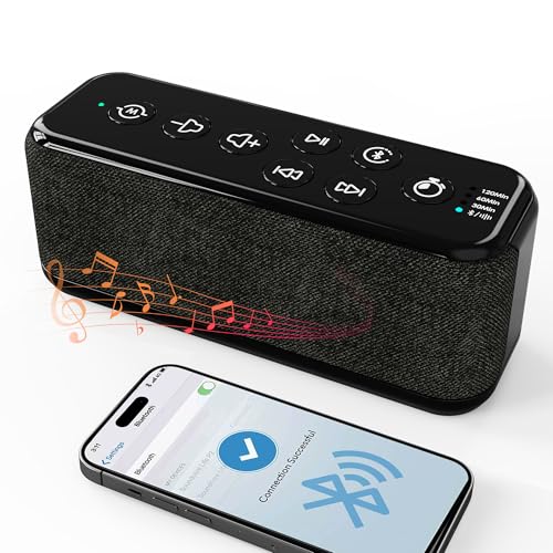 Sound Machine with Bluetooth,Wireless Rechargeable White Noise Machine,40H Long Runtime,Stereo Speakers,30/60/120m Timer,Memory Function,Portable Noise Machine for Sleeping/Office Privacy/Travel/Relax