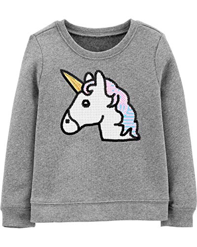 Oshkosh B'gosh Girls Flip Sequin Pullover Sweater, Medium Heather Grey, 10 Us #TOP6