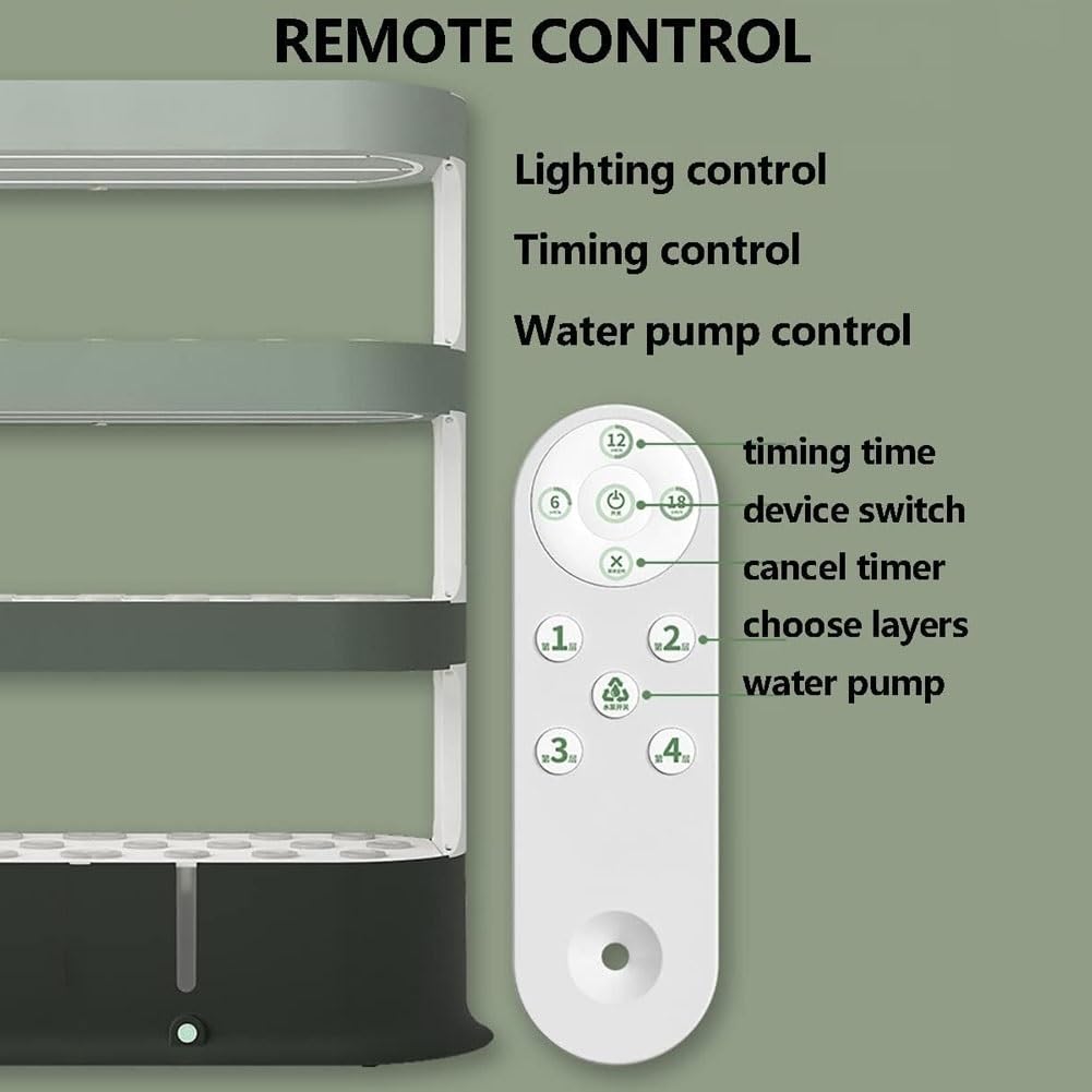 Kit de Sistema de Cultivo hidropónico for jardín, Torre de Cultivo hidropónico de 48 cápsulas con luz de Crecimiento LED y riego automático, Sistema automático de jardinería Interior(Green)