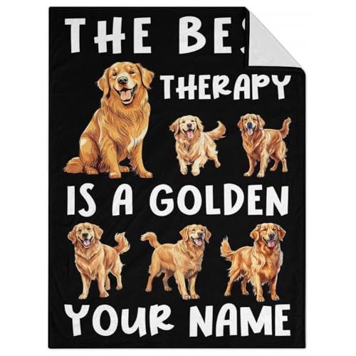 Custom Golden Retriever Blanket for Women, Men - 60x80 Inches Twin Size - Soft Fluffy Cozy Blankets Gift - Black Funny Blanket for Bed, Sofa, Winter