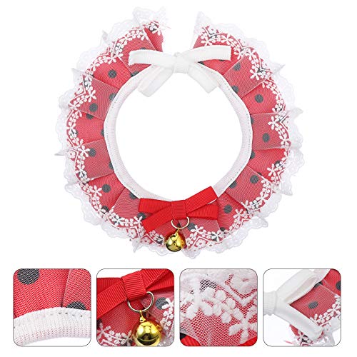 Coleira para gato de estimação em renda com bolinhas bowknot (vermelho tamanho L)
