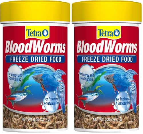 Tetra BloodWorms 0.25 Oz, Freeze-Dried Food for Freshwater and Saltwater Fish, Seafood (Pack of 2)