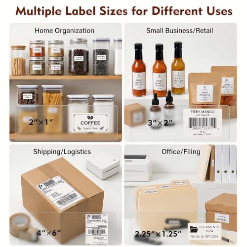 Image of Forc Bluetooth Thermal Shipping Label Printer, 4x6, White | Wireless, Compatible with Android, iPhone, Windows & Mac, For Small Business, Works with Amazon, Etsy, USPS